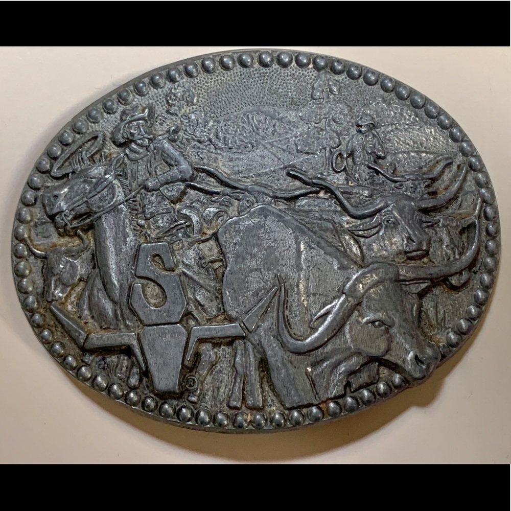 Vintage Pewter Steer Buckle c. 1970’s